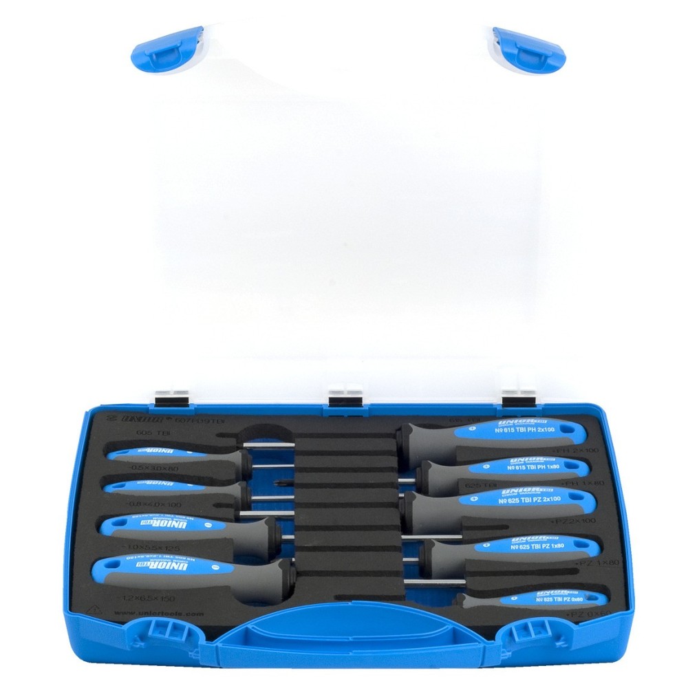 607PB9TBI-Juego de destornilladores TBI en caja de plástico-/9