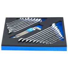 964/2DSOS-Juego de llaves combinadas largas y llaves allen en bandeja SOS