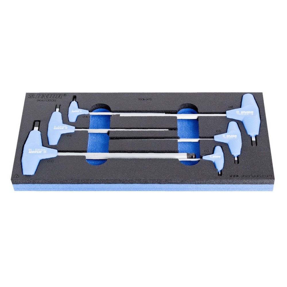 964/13SOS-Juego de llaves allen con mango en T en bandeja SOS-3-10/6