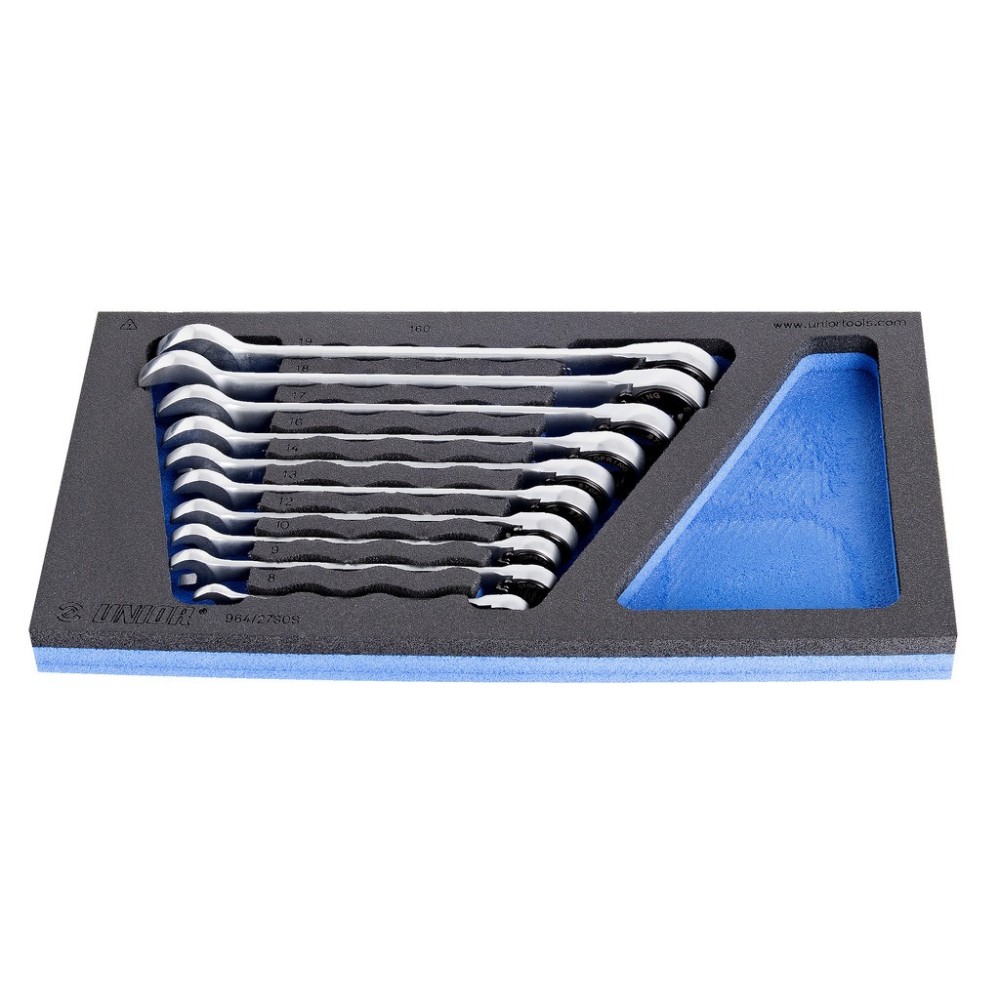 964/27SOS-Juego de llaves combinadas con ratchet en bandeja de plástico-8 - 19/10