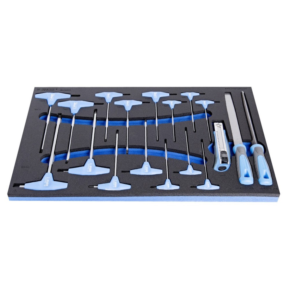 964/34SOS-Juego de destornilladores con mango en T, limas y cutter en bandeja SOS-/18