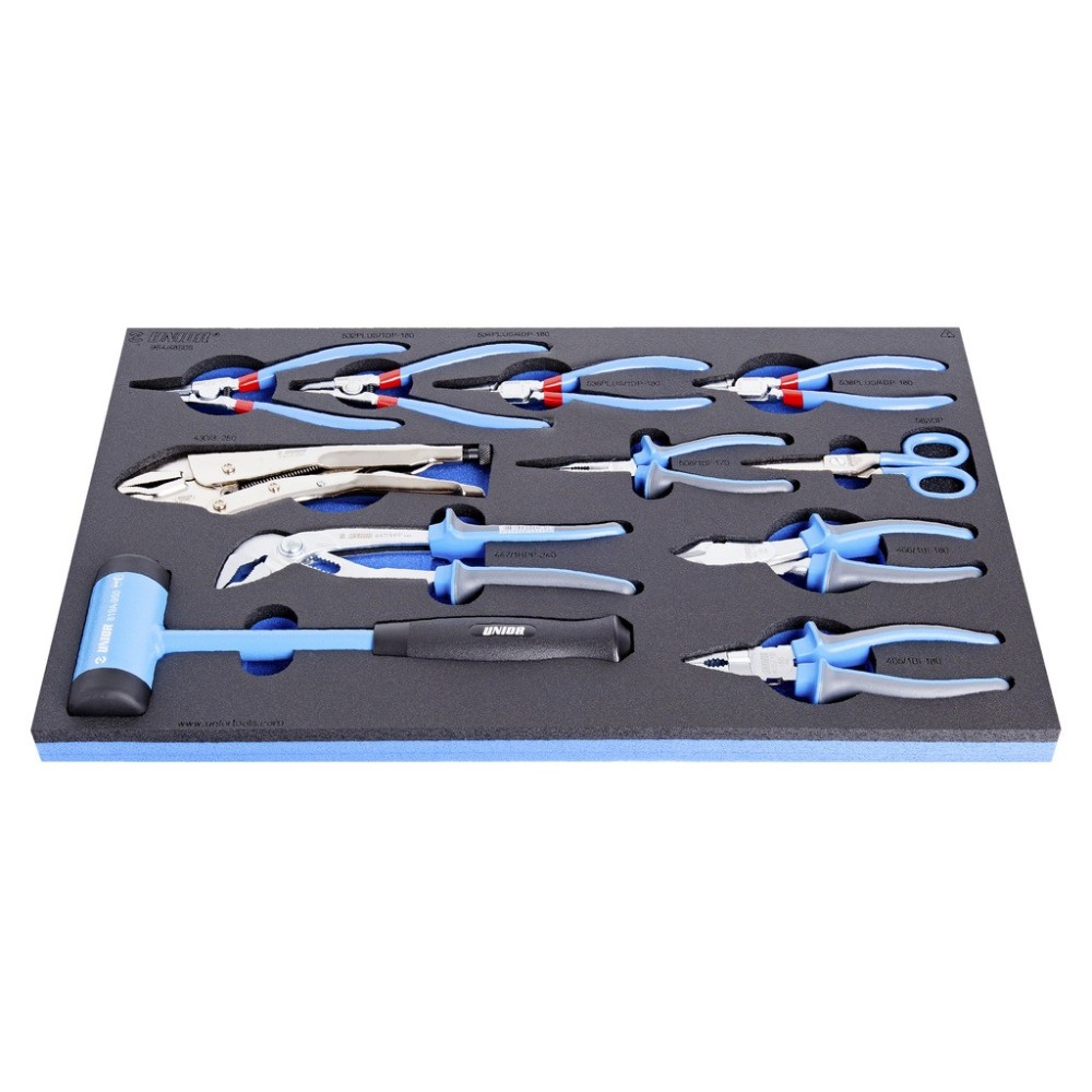 964/48SOS-Juego de pinzas bimaterial y martillo en bandeja SOS