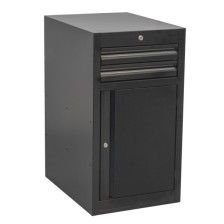 990NDD2-BLACK Armario modular estrecho de 2 cajones y una puerta NEGRO 475 x 650 x 870