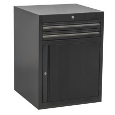 990WDD2-BLACK-Armario modular ancho con 2 cajones y puerta-663 x 650 x 870-663 x 650 x 870