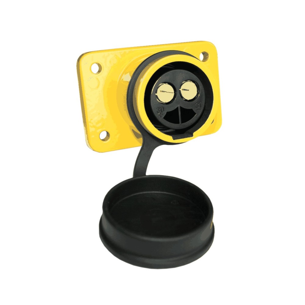 PRESA 2POLI-ALLUMINIO GIALLA C/COP. - ERICH JAEGER - CONNETTORI E