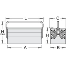 912/5-Caja portaherramientas con 5 compartimientos-560 x 210 x 225