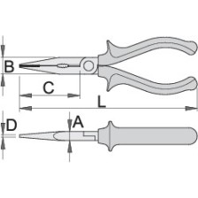 508/1BI-Alicate puntas semirredondas, punta recta con corte y grip-170