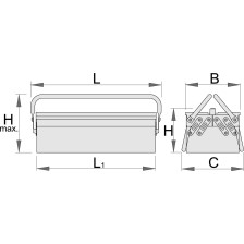 914/3-Caja portaherramientas con 3 compartimientos-460 x 210 x 175
