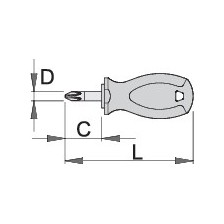 626TBI-Destornillador extracorto Phillips-PH1 x 25
