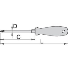 616CR-Destornillador Phillips con hexágono-PH1 x 80