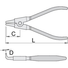 534PLUS/1DP-Alicates para arandelas exteriores, boca curva-140 x 10 - 25
