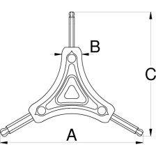 1781/2HXS-US-Llave triple hexagonal con bola 4x5x6