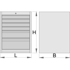 990WD6-Armario modular ancho con 6 cajones-663 x 650 x 870