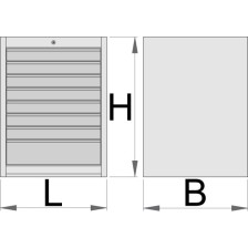 990WD8-Armario modular ancho con 8 cajones-663 x 650 x 870