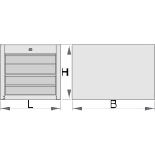 990NDH4-Armario modular montado debajo de la encimera con 4 cajones-475 x 650 x 430
