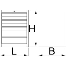 990WD7-BLACK Armario modular ancho con 7 cajones NEGRO