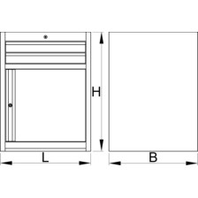 990WDD2-BLACK-Armario modular ancho con 2 cajones y puerta-663 x 650 x 870-663 x 650 x 870