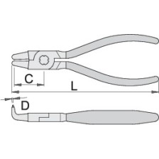 538PLUS/1PR - Alicates para arandelas de pared interiores, curvados, 180 (19-60 mm)