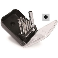 Juego de machos y terrajas combinados, 7 piezas, M3-M10, con soporte.