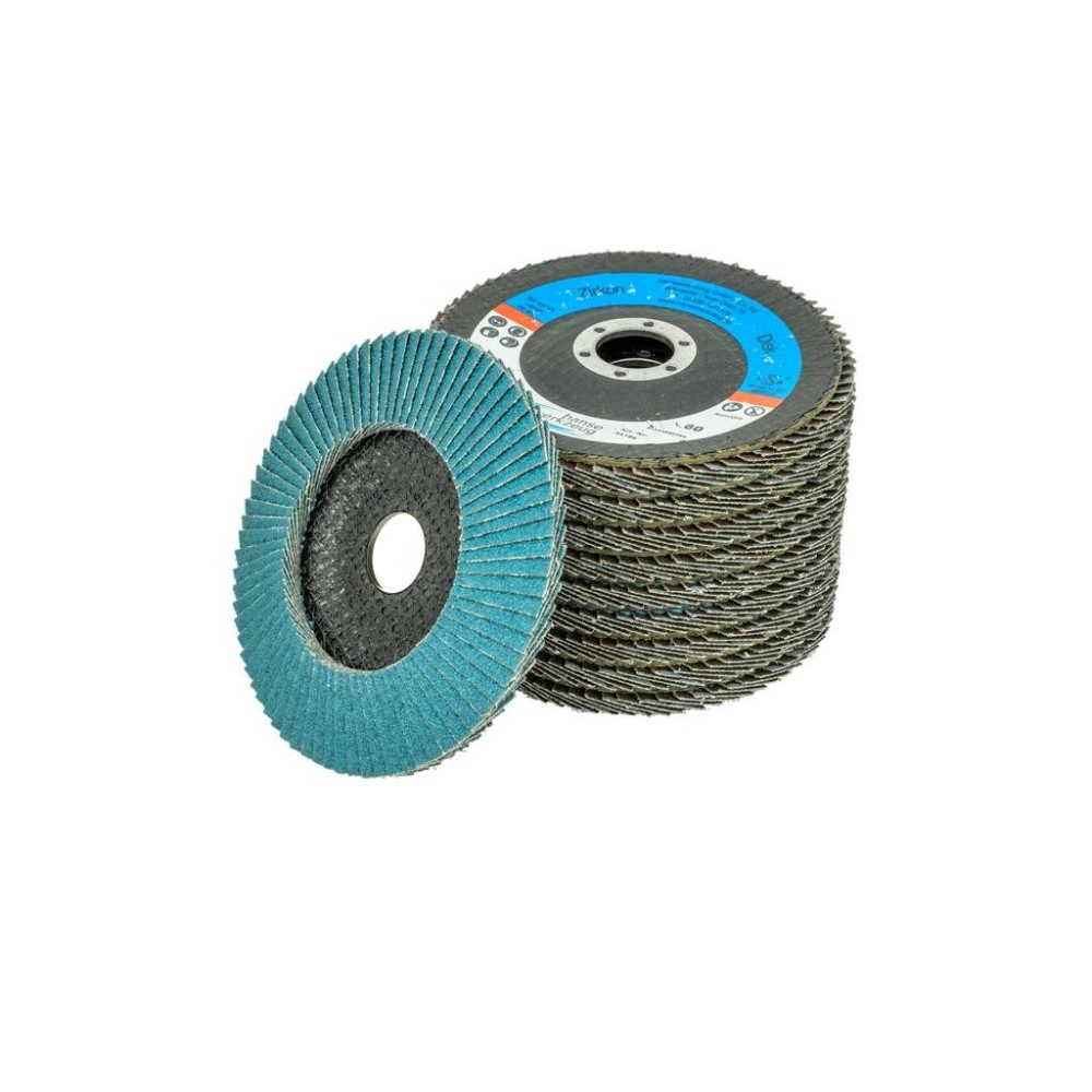 Paquete de 10 discos de circonio. Peso: 125 x 22,23 mm, grano 60 (VE10).