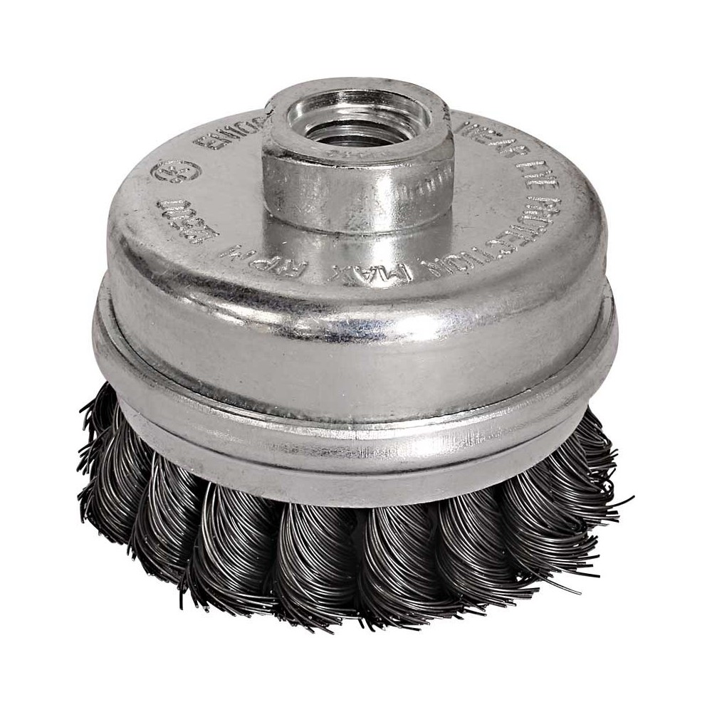 Cepillo de copa estirado con aro soporte 65mm, rosca M14.