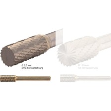 Fresa rotativa de carburo, forma cilíndrica, 8 mm, 'sin dientes frontales'