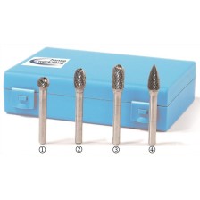 Juego de fresas rotativas de carburo, 4 piezas, con vástago de 6,0 mm, dientes de corte transversal