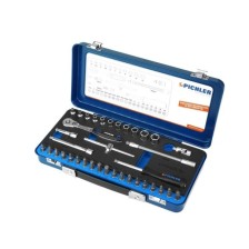 Juego de llaves de tubo de 1/4', 37 piezas.