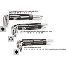 Juego de llaves angulares con cabeza esférica, 8 piezas, largas