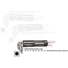 Juego de llaves angulares con cabeza esférica, 8 piezas, largas