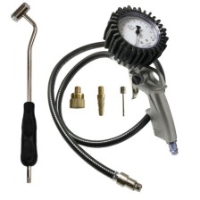 Inflador de neumáticos manual con enchufe de gasolinera, calibrado