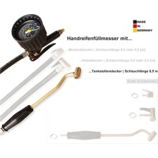 Inflador de neumáticos manual con enchufe de gasolinera, calibrado