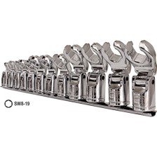 Juego de llaves de vaso articuladas de 3/8', 12 piezas, tamaños 8-19 mm