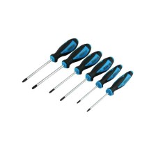 Juego de destornilladores, 6 piezas, tipo TX 10 a TX 30 con orificio, incluye espuma para carros de taller.