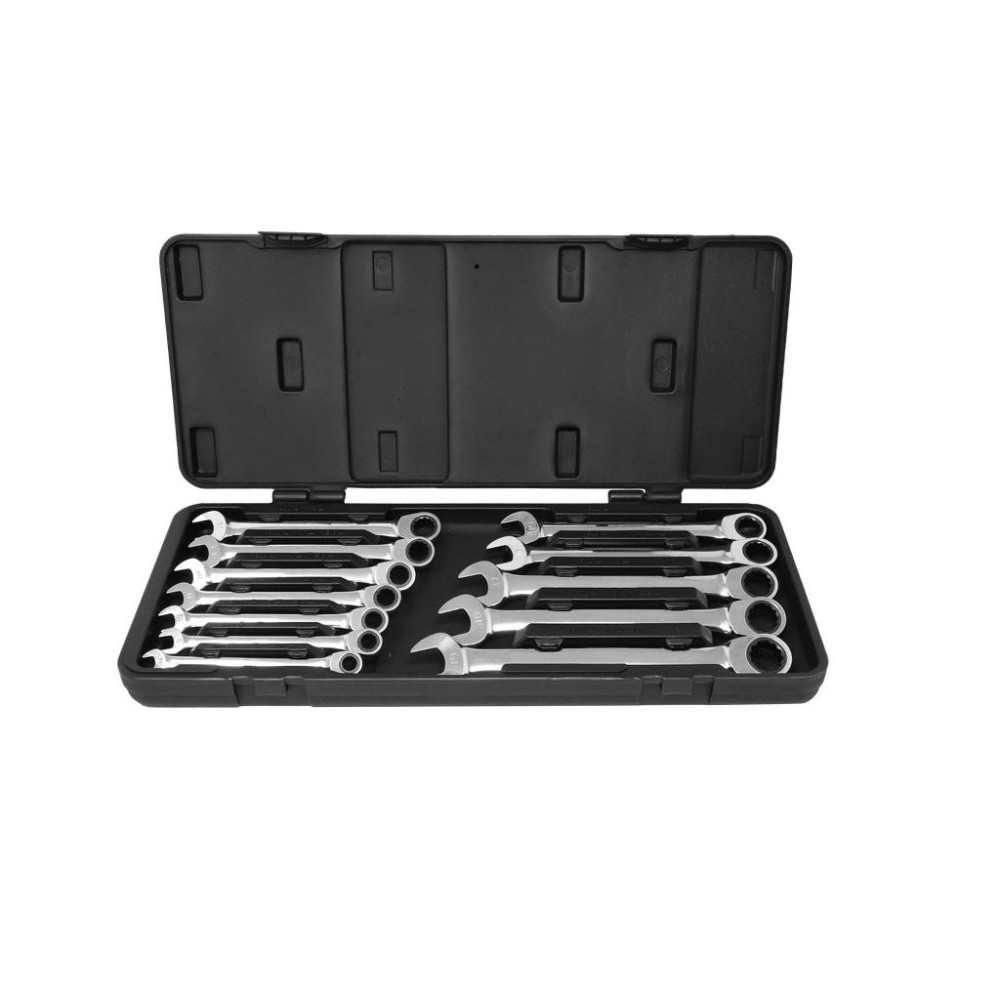 Juego de llaves combinadas de carraca, 12 puntas, 8 - 19 mm, 12 uds.