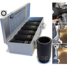 Juego de 6 vasos de impacto de 3/4' en estuche metálico, 12 puntas