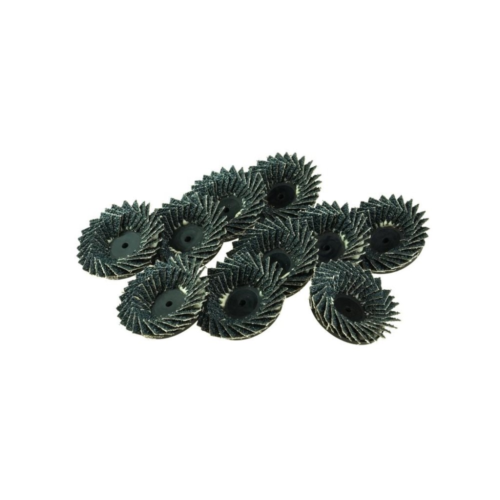 Paquete de 10 discos de láminas mini-flexibles especiales con montaje Roloc de 50 mm K40 (VE10)