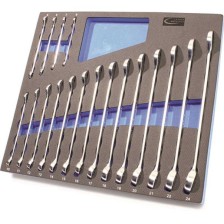 Inserto de espuma para carro de taller, para juego de llaves de boca/anillo de 18 piezas, SW6-24 (vacío).