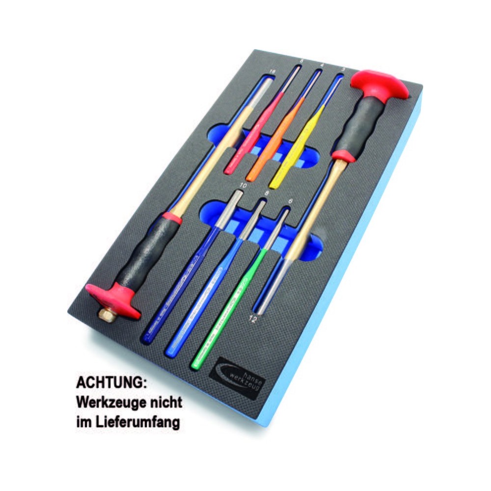 Inserto de espuma para carro de taller para juego de punzones de 8 piezas.