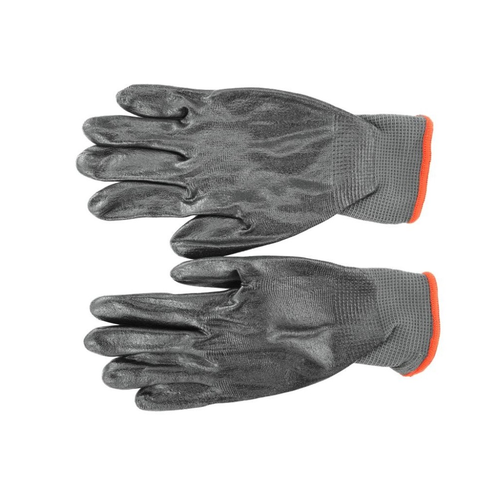 Guante de taller de nitrilo tejido de nailon, talla 6 (recubierto parcialmente de nitrilo, EN 388) (paquete de 12 pares)