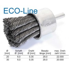 Cepillo trenzado de 20 mm de longitud y 6 mm 'ECO-LINE'