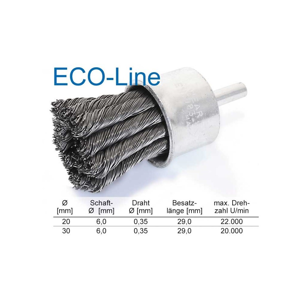 Cepillo trenzado de 20 mm de longitud y 6 mm 'ECO-LINE'