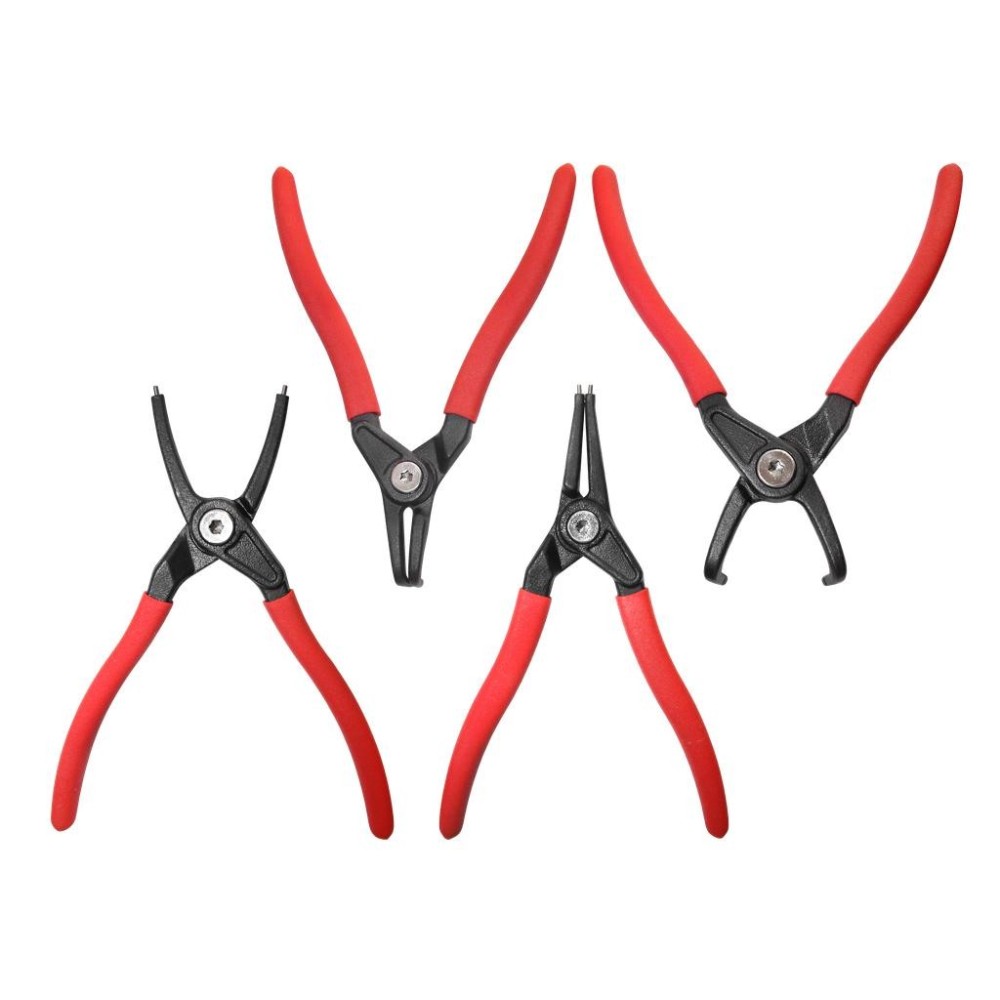 Juego de alicates para anillos de retención, 4 piezas.