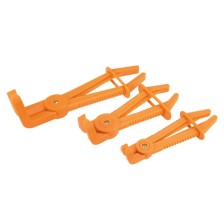 Juego de 3 alicates de sujeción. Alicates de plástico para diámetros de 4 a 25 mm.