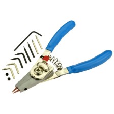 Alicates para anillos de retención tamaño I longitud 160 mm con puntas intercambiables 0° y 90°