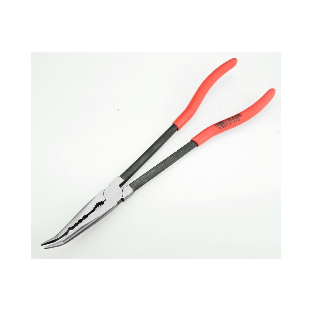 Alicates de montaje de 45° con perfil de agarre ondulado, punta curva, versión de 280 mm de largo