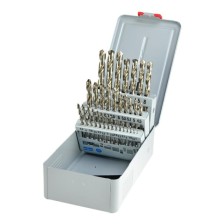 Juego de brocas de 1-10,5 mm, 32 piezas, HSS Cobalto DIN 338 RN, incluye tabla de agujeros