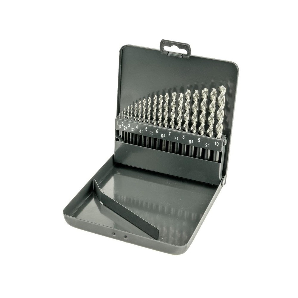 Casete de brocas 1-10 mm 19 piezas HSS Cobalto DIN 338 Forte