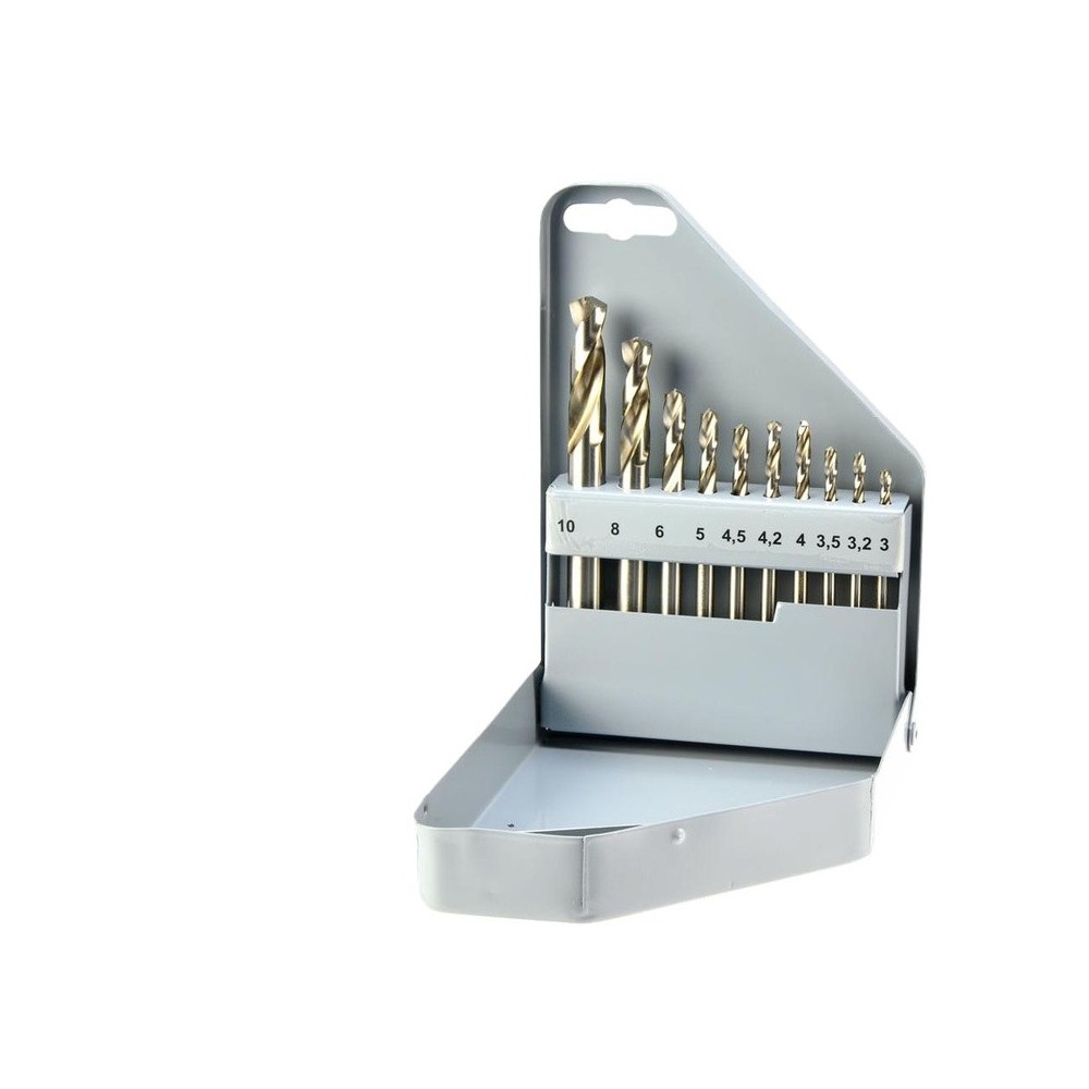 Juego de brocas espirales HSS-ECO DIN1897PZ con bisel de precisión de 3-10 mm, 10 piezas