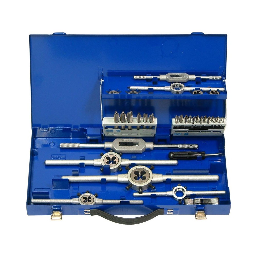 Juego de machos y terrajas, 37 piezas M3-M12 HSS-G DIN